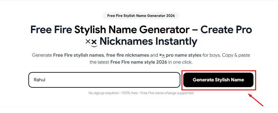 Generate stylish Free Fire name